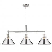  3306-LP PW-CH - Orwell PW 3 Light Linear Pendant in Pewter with Chrome shades